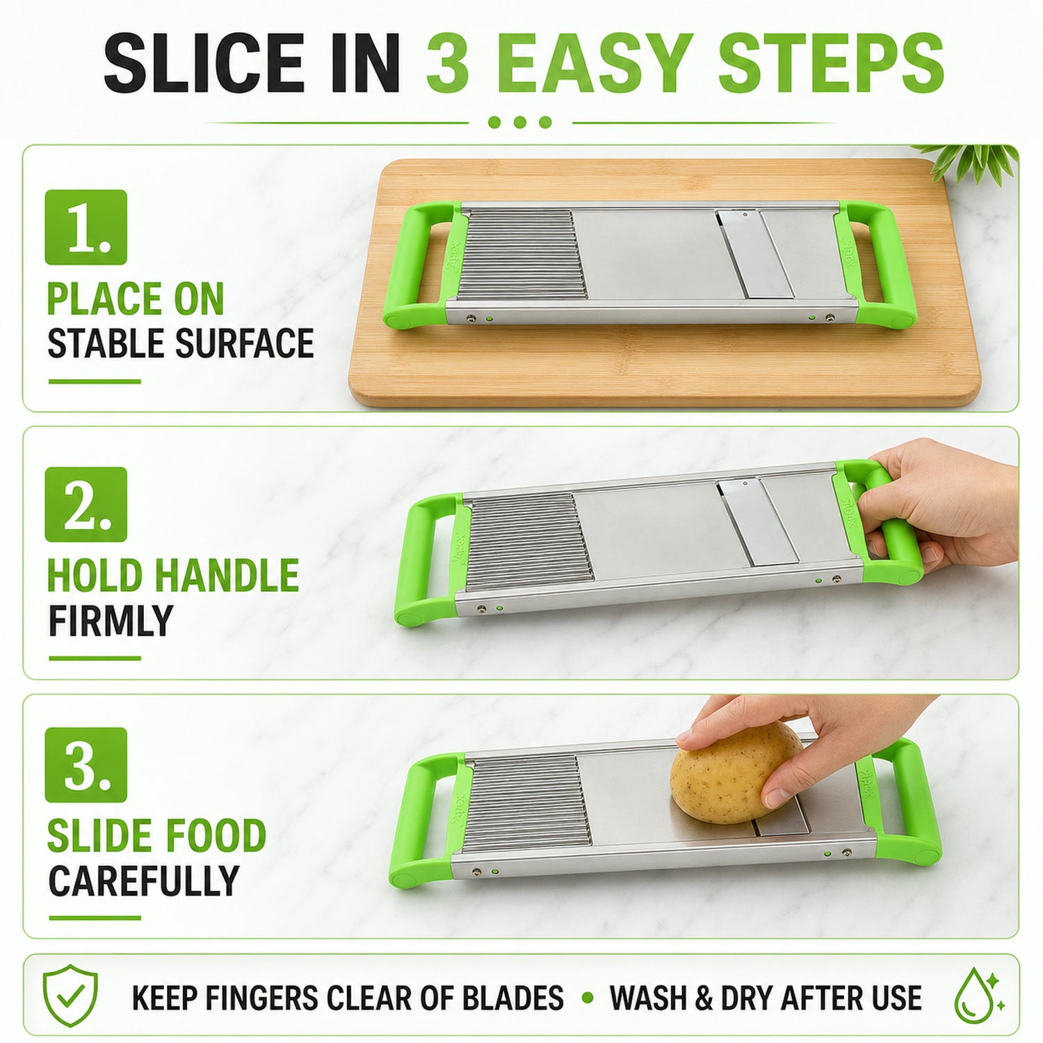 Stainless Steel Vegetable Slicer – Durable 2-in-1 Mandoline Cutter