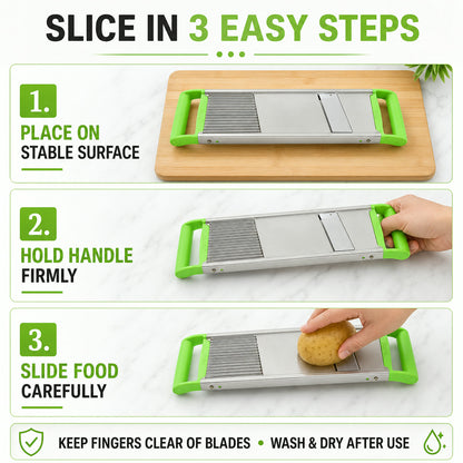 Stainless Steel Vegetable Slicer – Durable 2-in-1 Mandoline Cutter