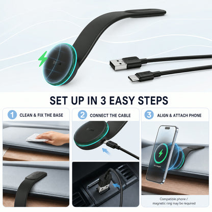 Wireless Car Charger – 15W Fast Charging & Secure Mount