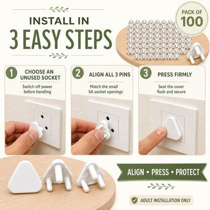 Baby Socket Covers – 100-Pc Child Safety Outlet Plugs | Velvet Wheels