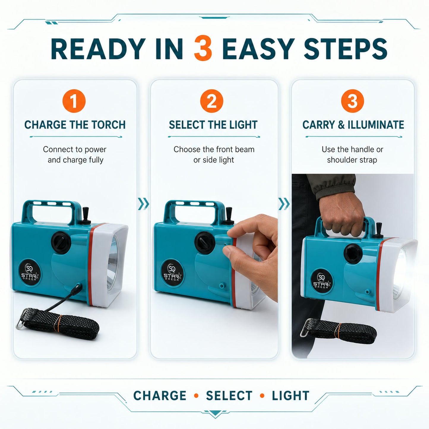 Rechargeable LED Torch – Long-Range, High Brightness & Portable