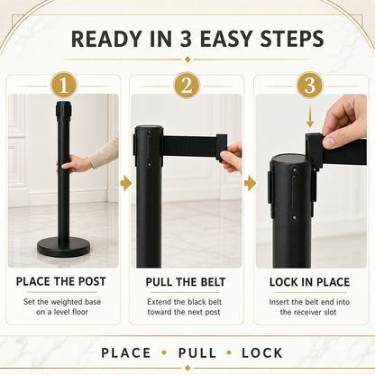 Retractable Belt Crowd Control Pole – Heavy Duty with Sturdy Base