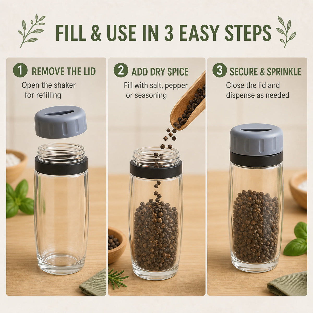 Salt and Pepper Shaker Set – Transparent Acrylic & Durable Design