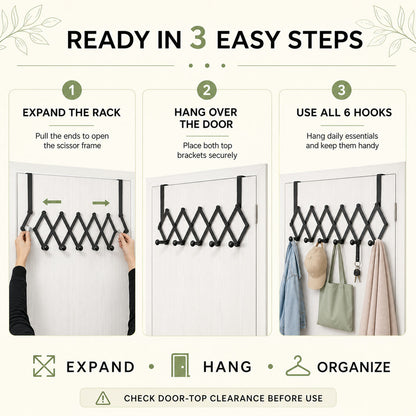 Door Hanger – 6 Hook Steel Coat Rack for Home Organization | GlimmerHome