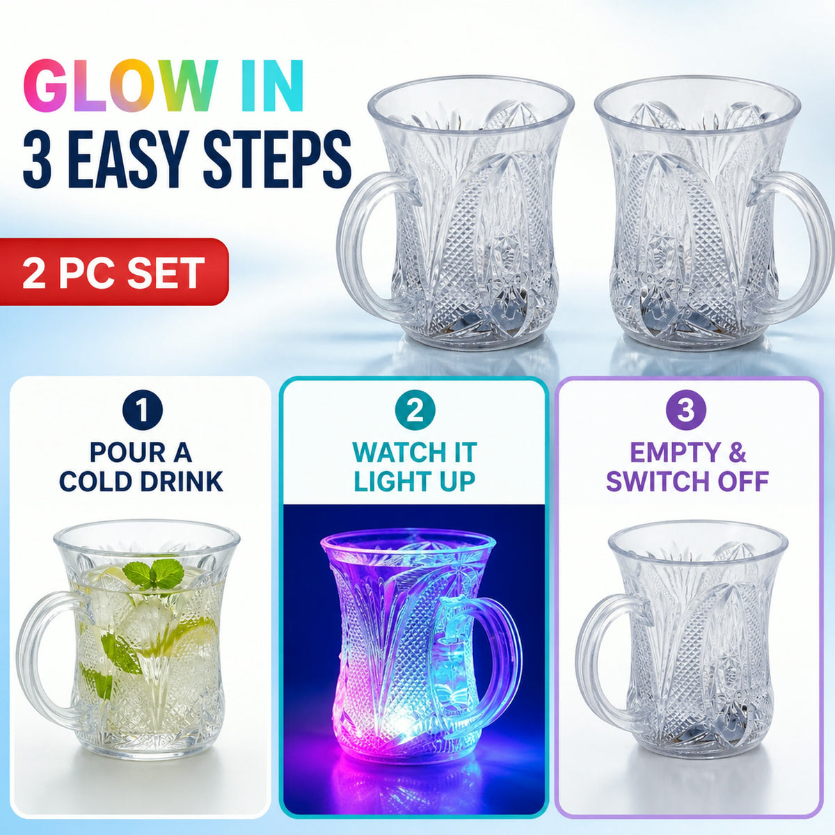 LED Party Cups – Flashing Water-Activated Glasses | Indo Glow
