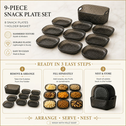 9 in 1 Snack Serving Plates – Multipurpose Organizer for Parties