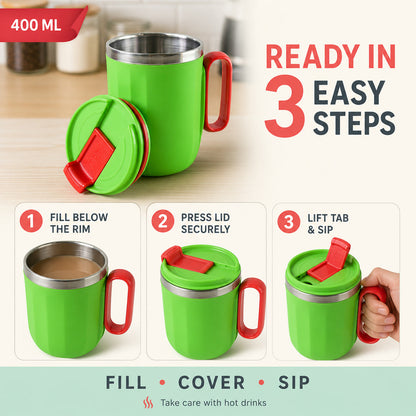 Insulated Mug – 400 ml Spill-Resistant Panda Design