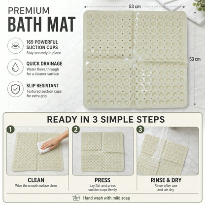 Anti-Slip Bath Mat – Secure Suction Cups for Bathroom Safety