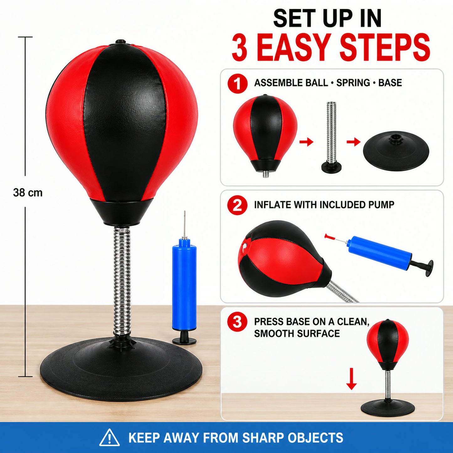 Inflatable Desktop Punching Bag – Stress Relief & Reflex Training