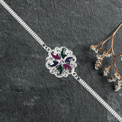 Floral Enamel Rakhi Bracelet Elegant Multi-Strand Design (10pcs)