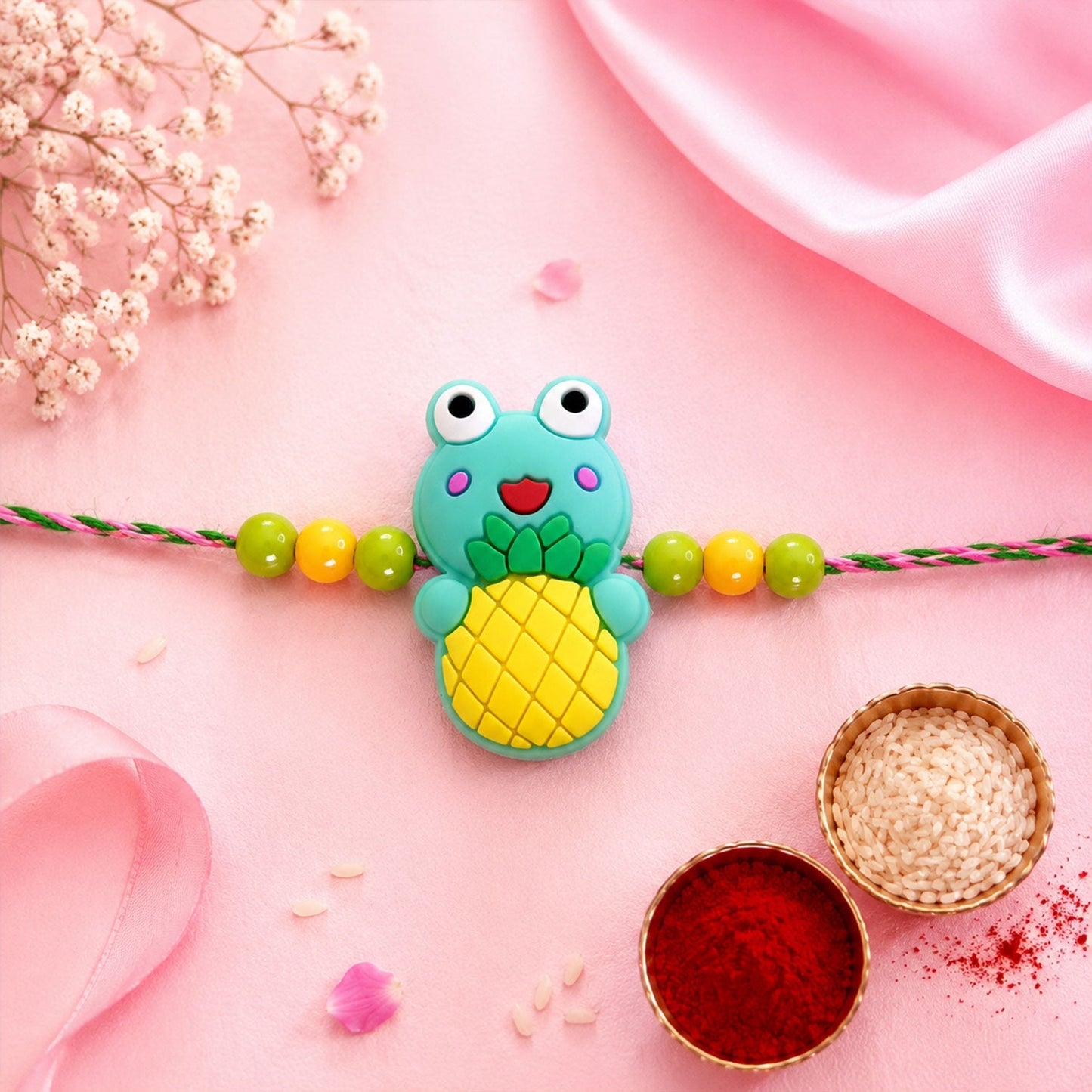 Frog Character Kids Beaded Thread Rakhi for Brother (10pcs)