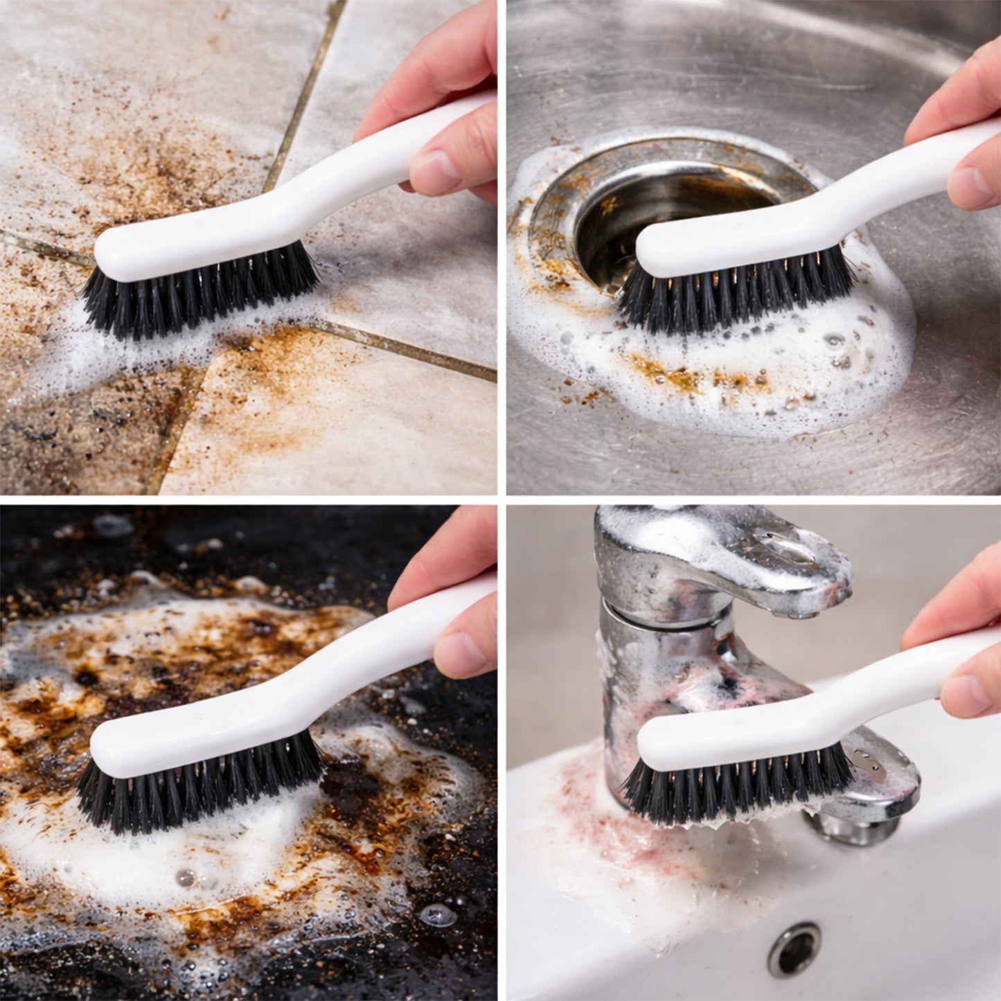 Multipurpose brush for kitchen and bathroom cleaning