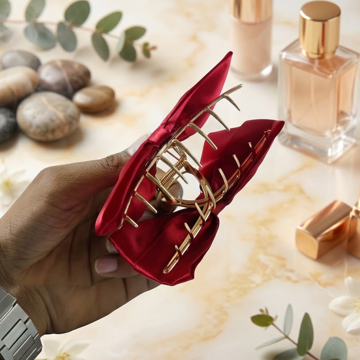 Elegant Satin Bow Hair Claw Clip for Women (1 Pc)