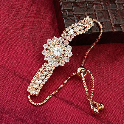 Rose Gold Plated Ad Stone Adjustable Bracelet