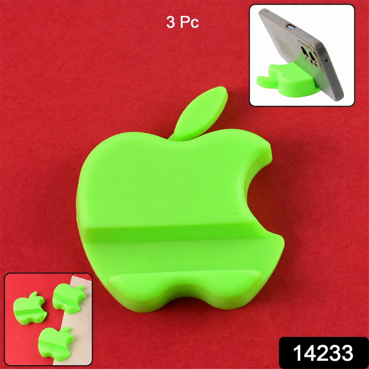 Apple-Shaped Mobile Phone Stand – Compact 3-Piece Set