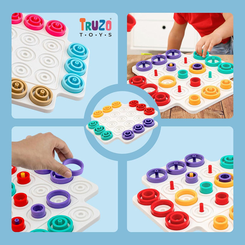 Truzo Toys Krazy Rings – Colorful Stacking & Strategy Board Game for Kids and Families