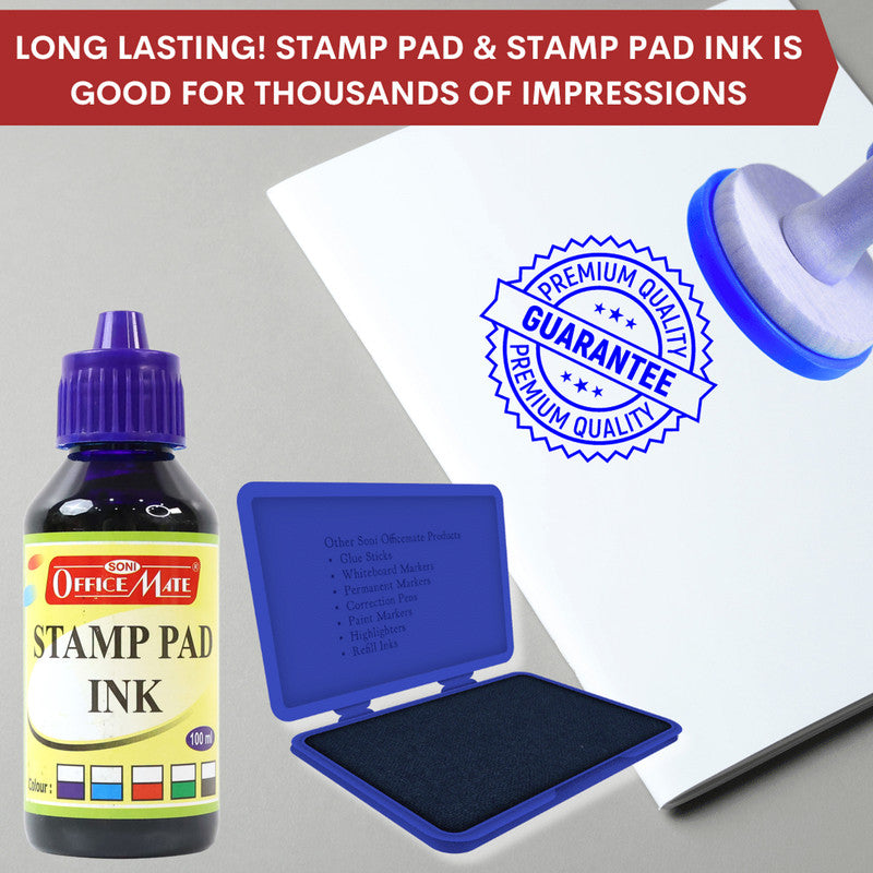 OfficeMate Stamp Pad Ink Blue – 15 ml Bottle | Fade-Resistant, Quick-Drying Refill Ink