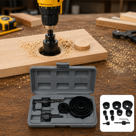 Hole Saw Kit 19-64mm – Carbon Steel Wood Drilling | BoltForce
