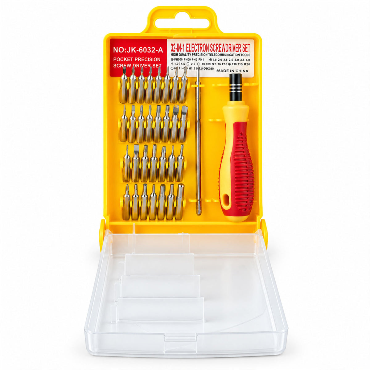 32 in 1 magnetic screwdriver set on white background