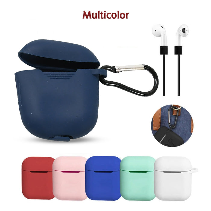 Silicone Shockproof Protection Wireless Headphones Carrying Box Cover with Metal Keychain