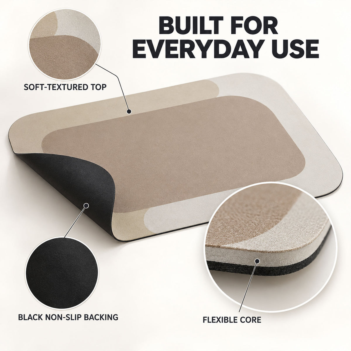 Decorative Bathroom Floor Mat with Soft Top Surface and Border (1 Pc, 59x40 Cm)