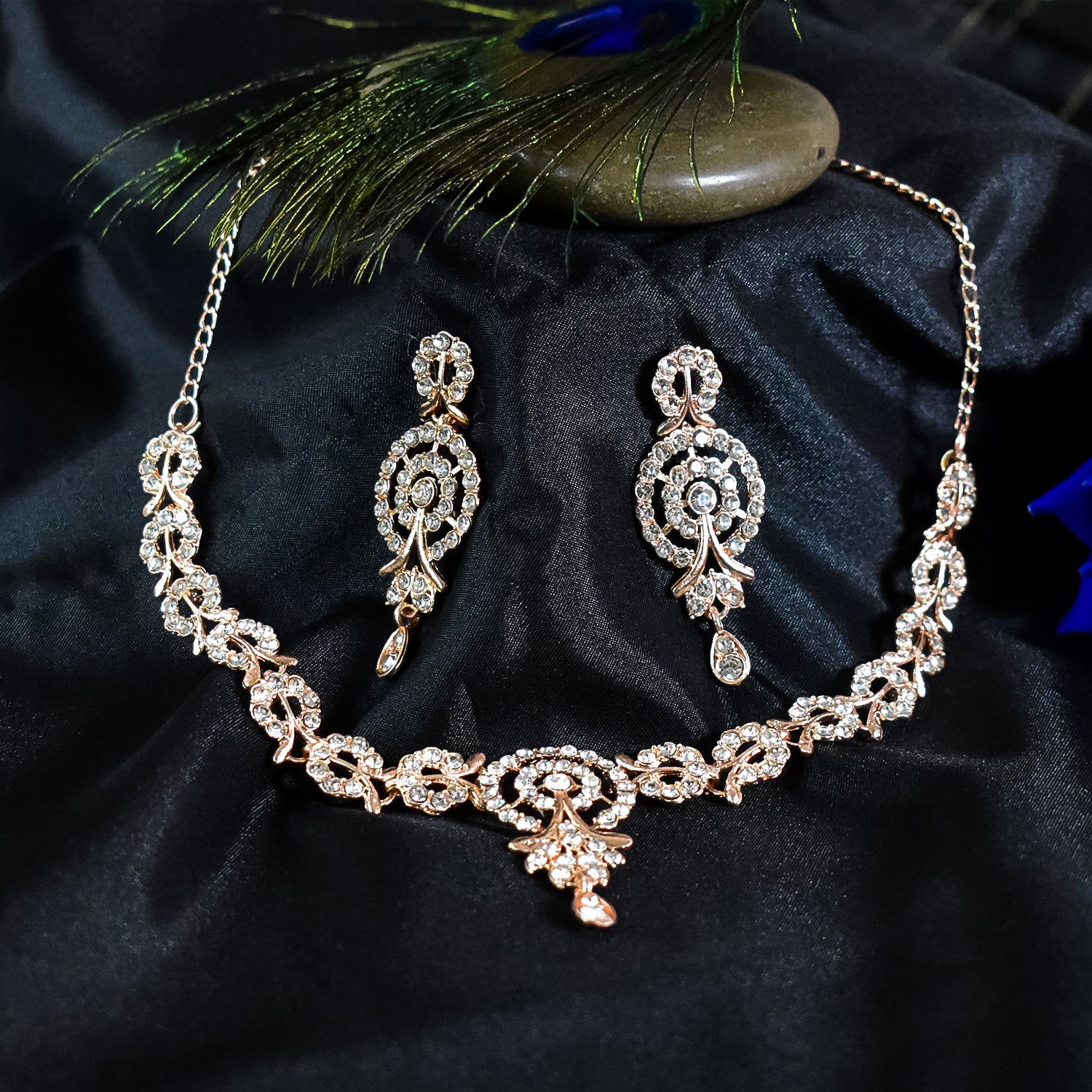 White Diamond Necklace with Earring Set