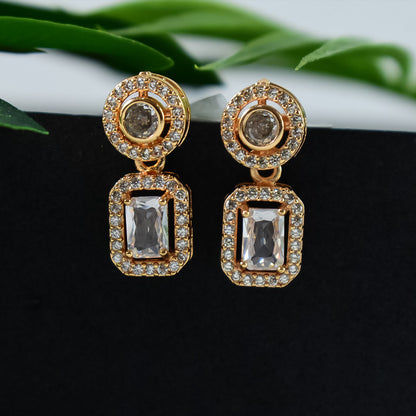 Elegant Rectangular CZ Stone Drop Earrings for Women