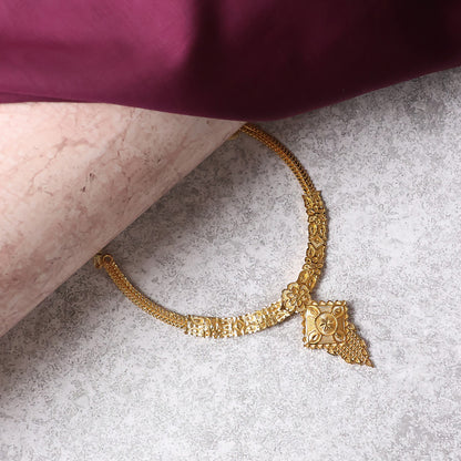 Traditional Floral Drop Choker Necklace Set – Elegant Festive & Wedding Jewellery