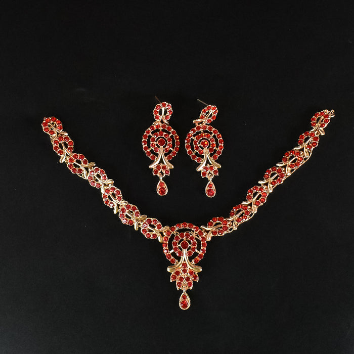 Red Diamond Necklace with Earring Set