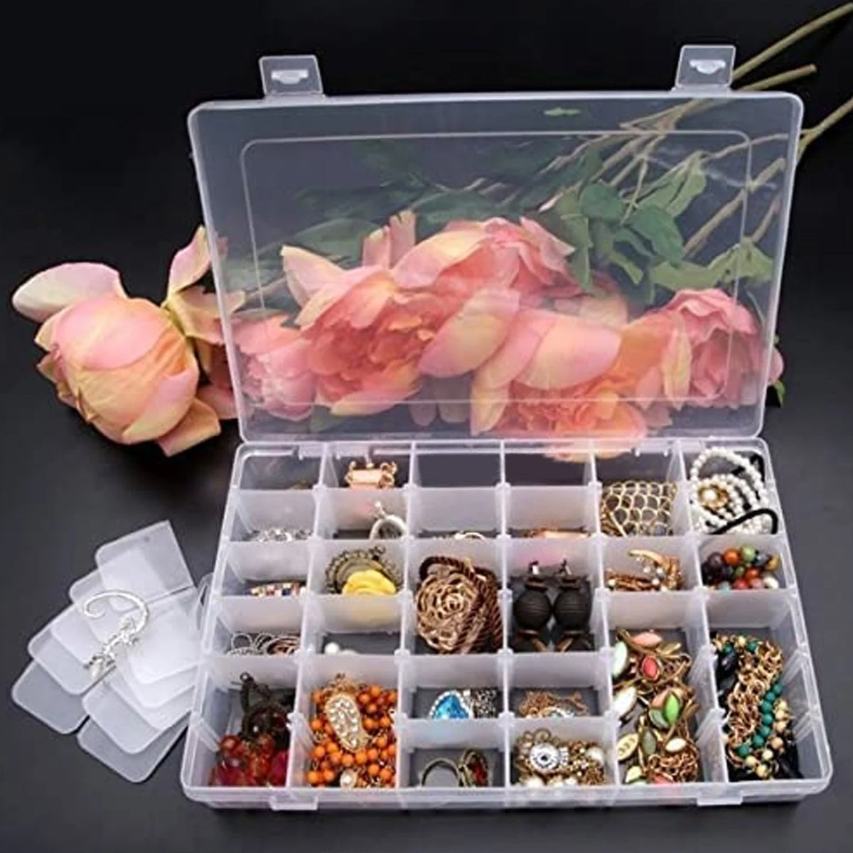 Plastic Jewelry Box Organizer With Adjustable Dividers (24 Grids) -  Darbhanga Mart - The online shop of Darbhanga for grocery and daily needs