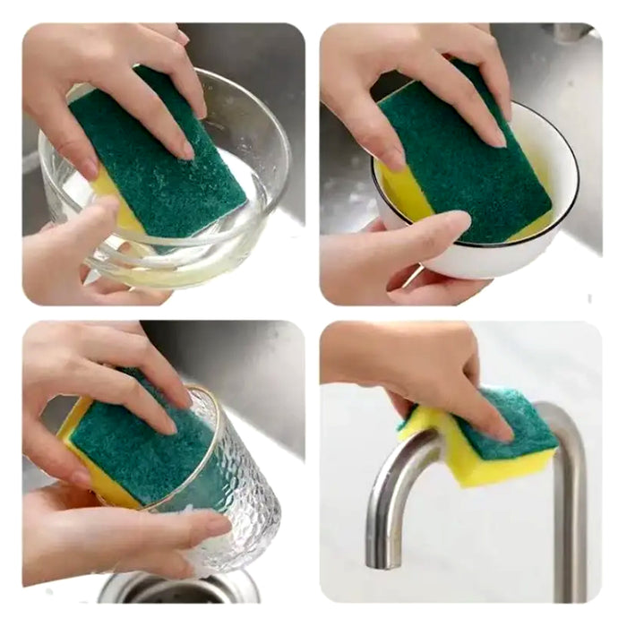 Heavy Duty Scrub Sponge, Non-Scratch Super Absorbent Cleaning Kitchen Sponges, Sponge Scourers Multi-Use for Kitchen, Bathroom, Furniture, Dishes & Steel Wash