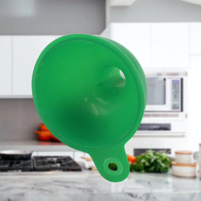 4237 Silicone Funnel For Pouring Oil, Sauce, Water, Juice And Small Food-GrainsFood Grade Silicone Funnel (1 Pc Green)
