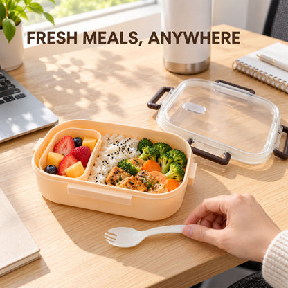 Leak-Proof Lunch Box – 2 Compartments with Spoon