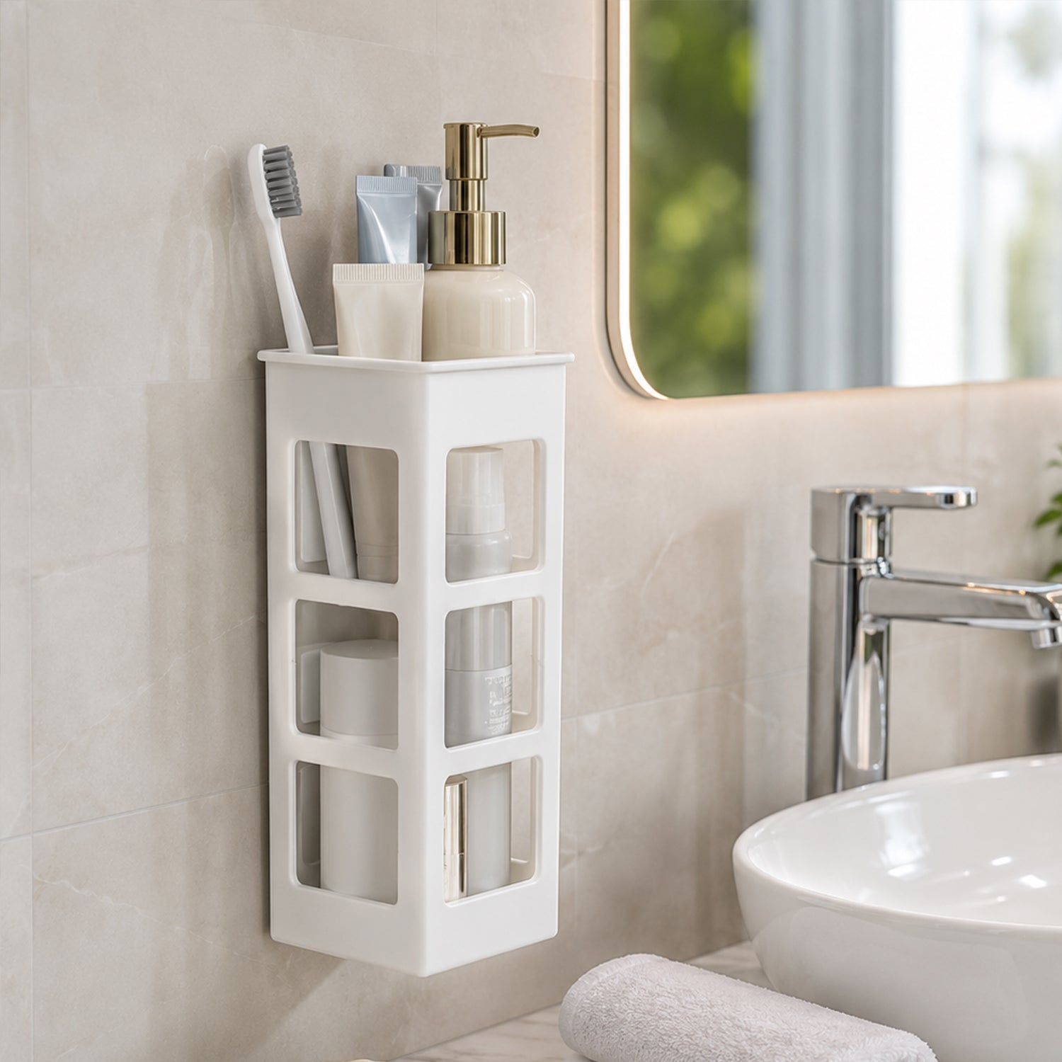 Plastic Wall Mounted Storage Rack Holder for Remote and Small Items (1 Pc)