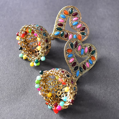 Heart-Shaped Jumka Earrings