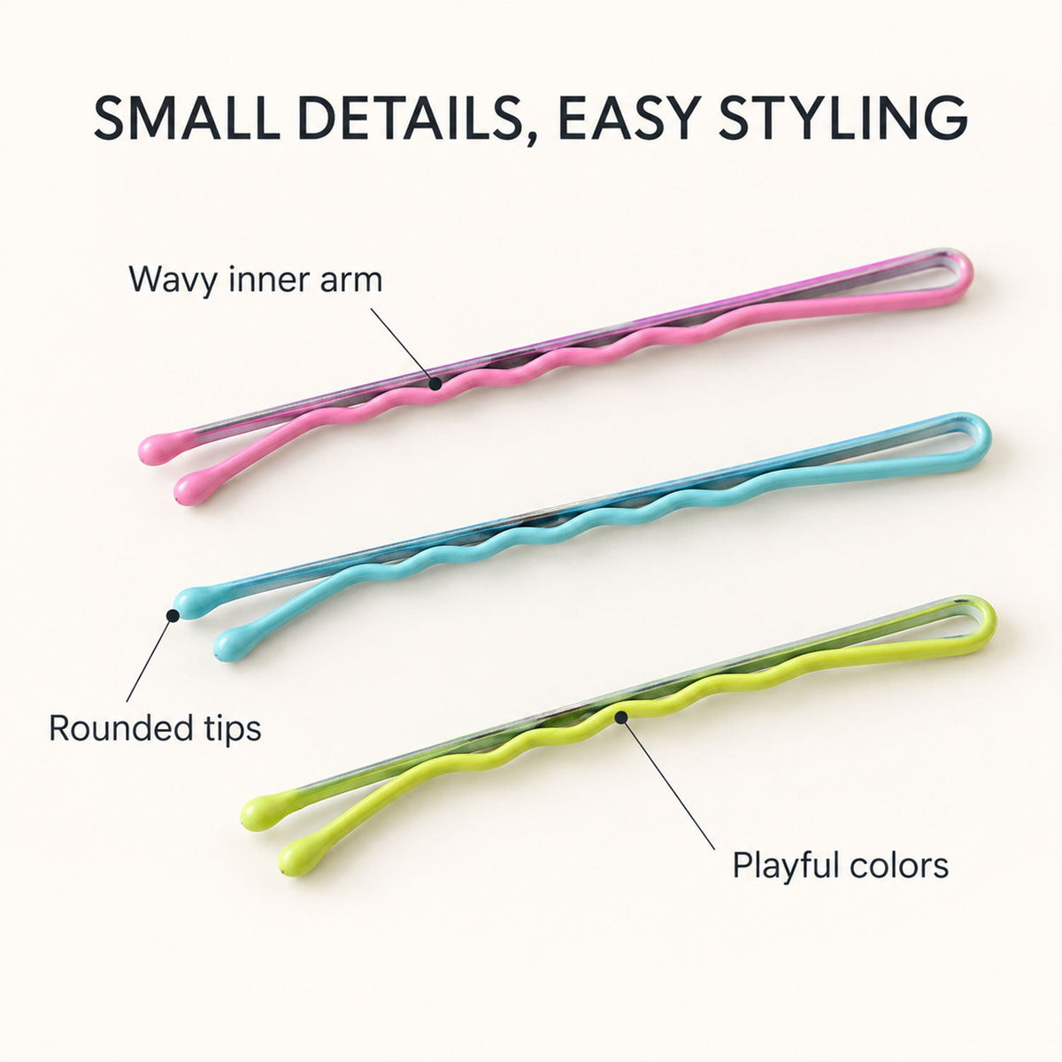 colourful metal hair pins set
