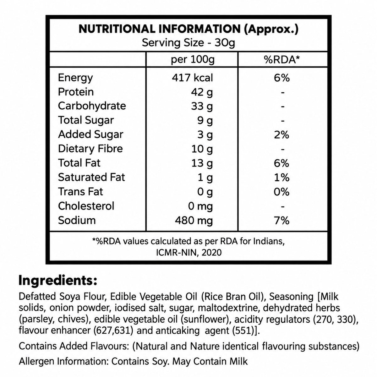 Cream and Onion Soya Mini Premium High Protein Roasted Crunchy Soya Bites (120g)