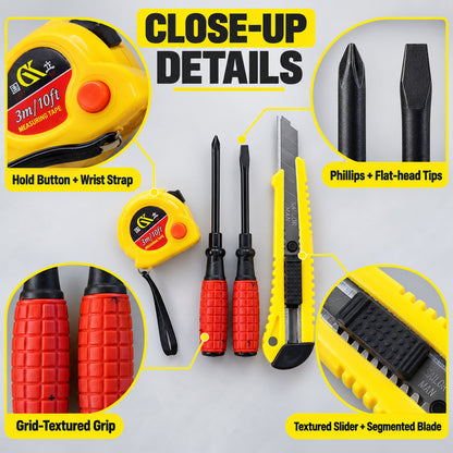 4 in 1 Hand Tool Kit for Garage and Hardware Repairs, Compact Tool Set (1 Set)