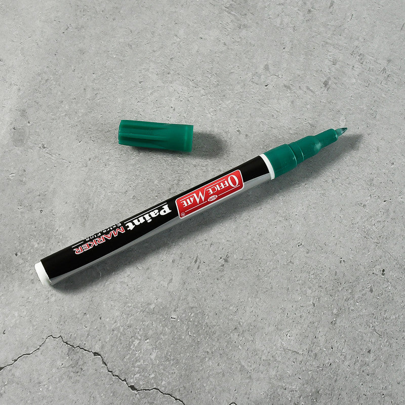 Office Mate Paint Marker – Green Colour Extra Fine Plastic Nib