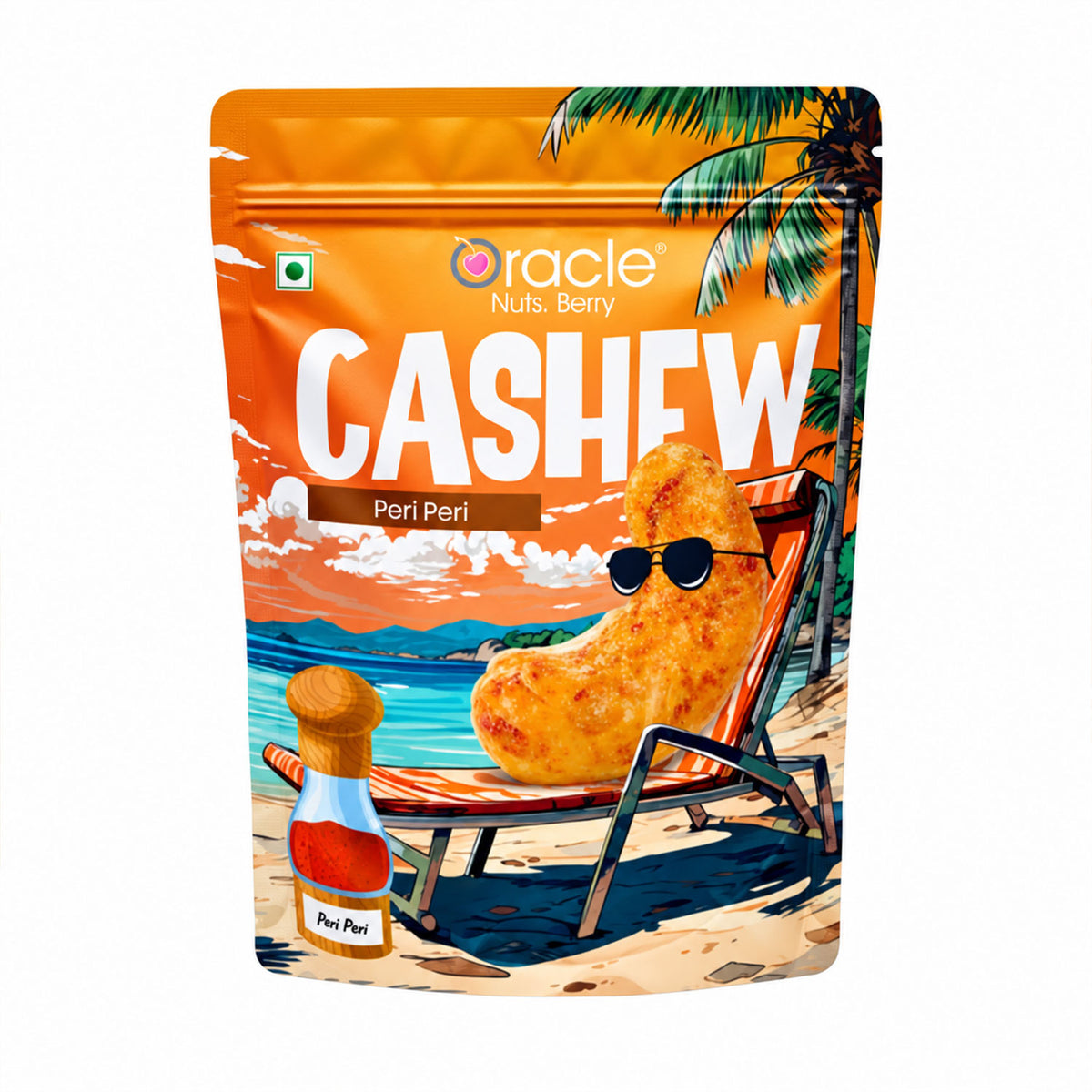Peri Peri Cashews Premium Roasted Crunchy Kaju with Spicy Fiery Hot Masala (200g)