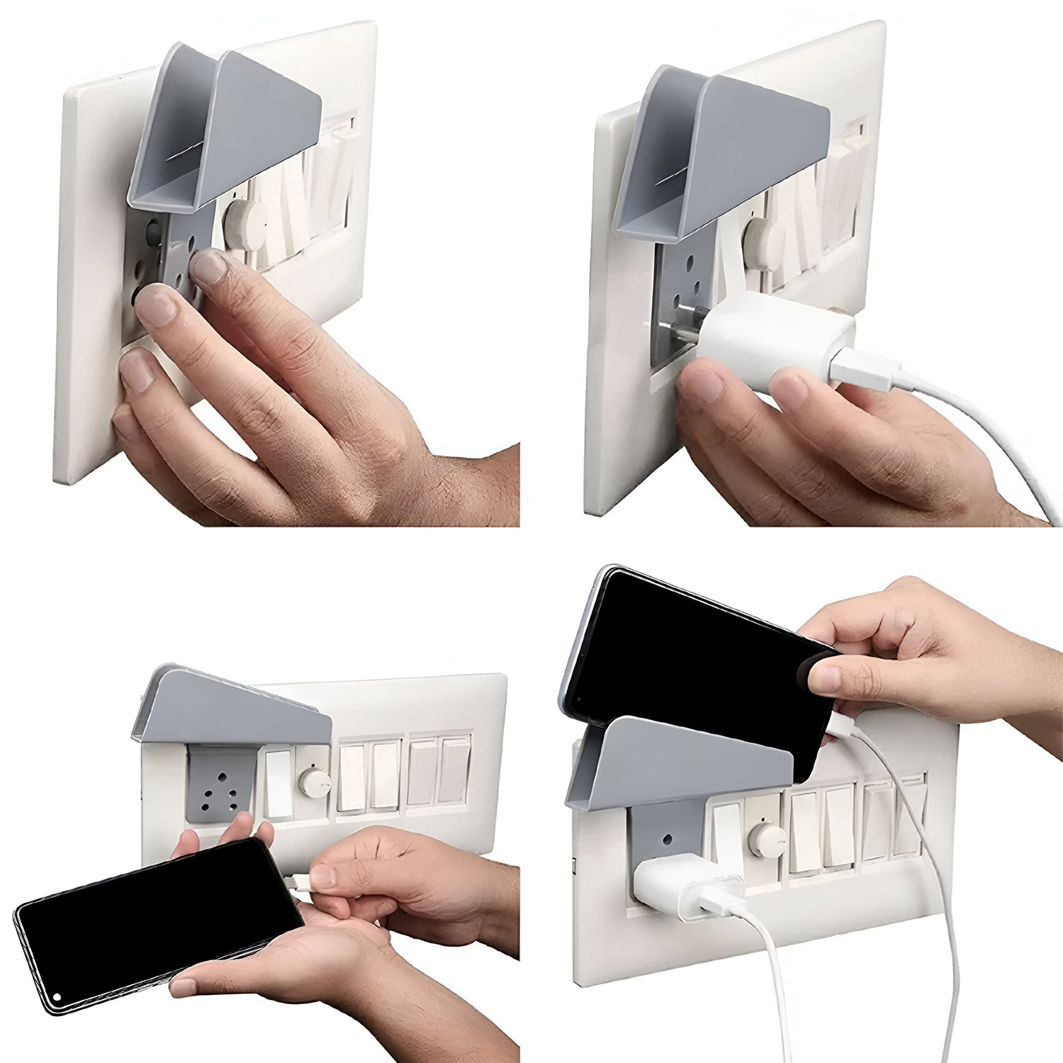 Plastic Secure Mobile Phone Charging Stand Holder (2 Pc / Mix Color)