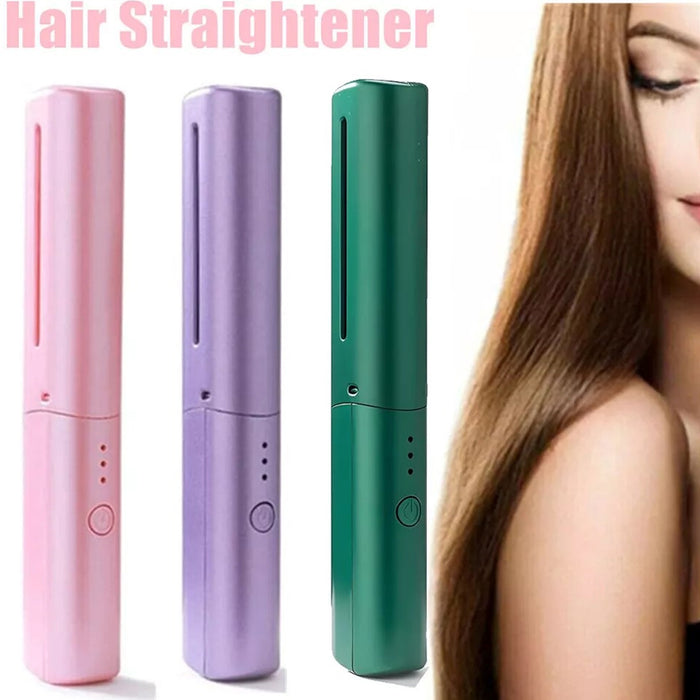 Rechargeable Mini Hair Straightener, Travel Portable USB Charging Cordless Hair Straightener Bursh, Three Temperature Adjustments Flat Iron Comb (1 Pc)