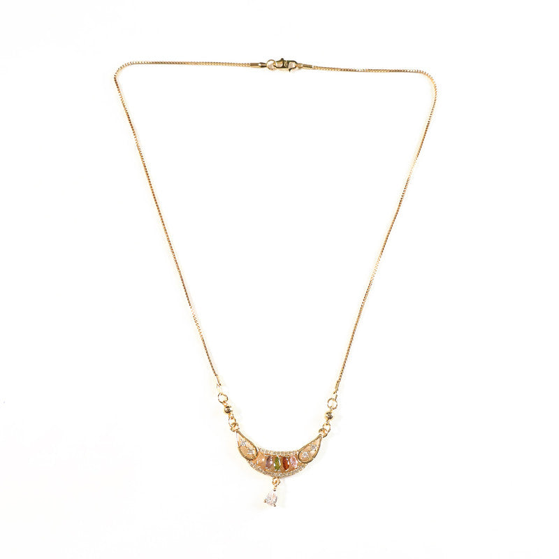 Crescent Moon Multicolor Pendant Necklace for Women