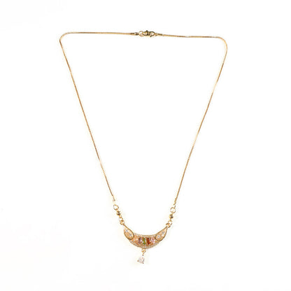 Crescent Moon Multicolor Pendant Necklace for Women