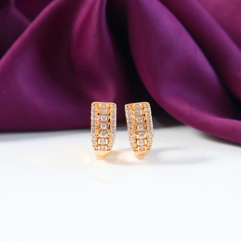 Elegant Gold-Plated Double Row CZ Hoop Earrings for Women