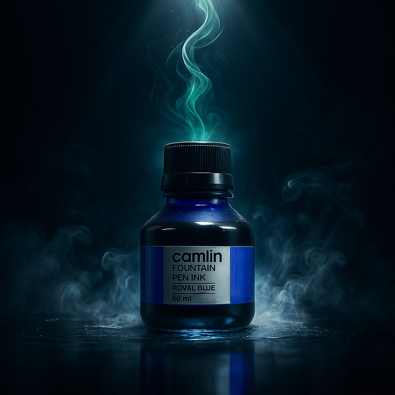 Camlin Fountain Pen Ink – Smooth Writing Royal Blue Ink for All Fountain Pens (60 ml Bottle)