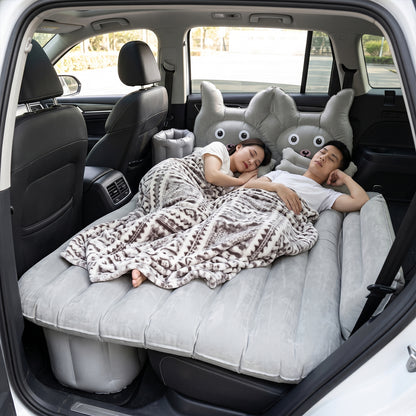 Compact inflatable air mattress for car travel