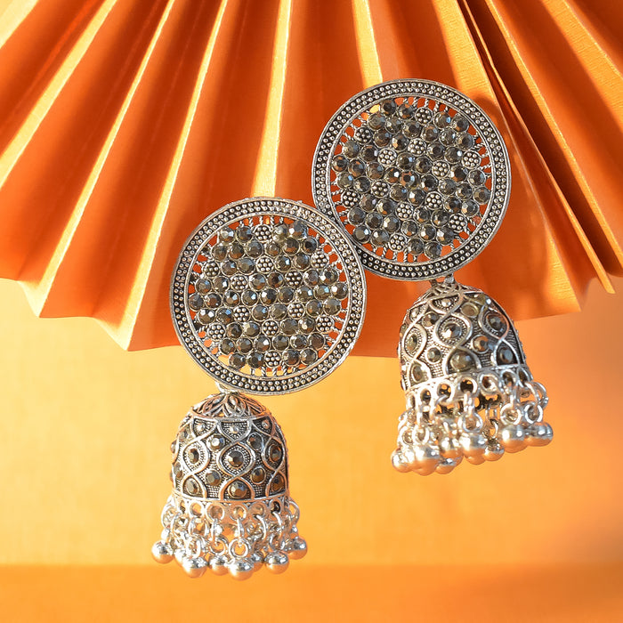 Elegant New-Style Oxidised Jumka Earrings with Intricate Craftsmanship