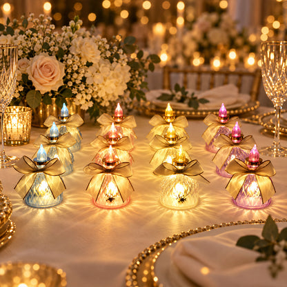 Flameless LED Candle Lights with Bow for Festive Table Decoration (12 Pc Set)