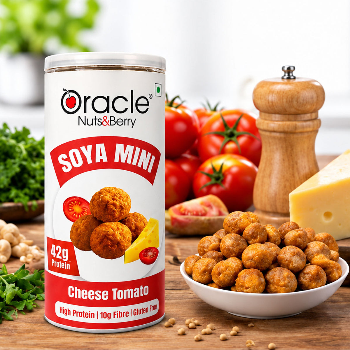 Cheese Tomato Soya Mini Premium High Protein Roasted Crunchy Tasty Soya Bites (120g)